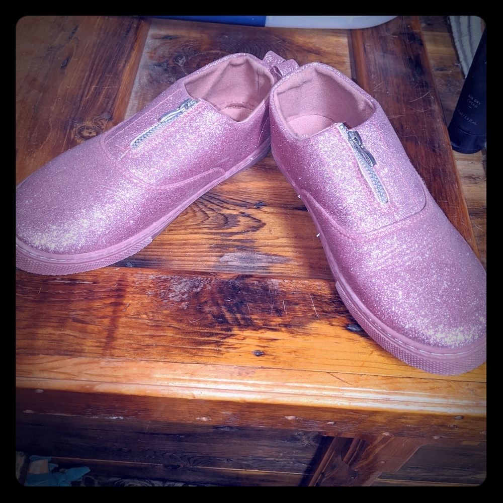 Sparkling Pink Zip Up Shoes